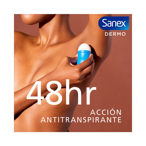 SANEX Desodorante roll on para mujer con protección antitranspirante y anti manchas SANEX Dermo extra control 50 ml.