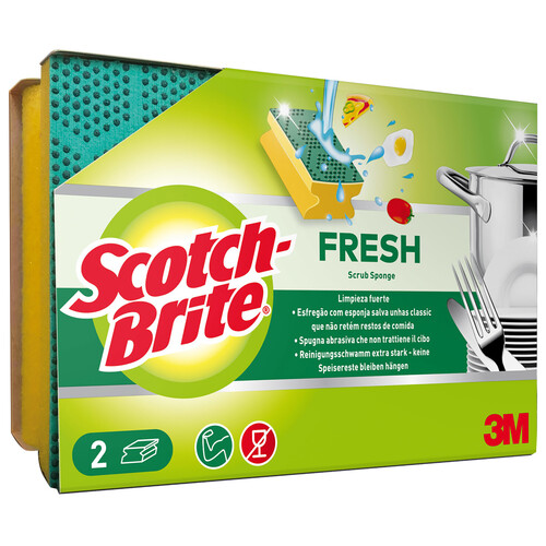 SCOTCH-BRITE Fresh Estropajo salvauñas para una limpieza fuerte 2 uds.