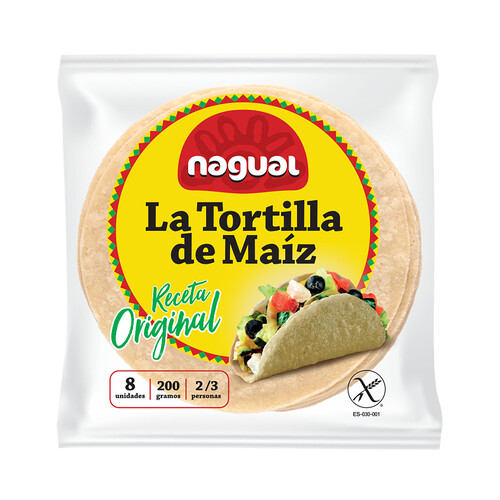 NAGUAL Tortillas Mexicana sin gluten 100 % maíz blanco NAGUAL 8 uds. 200 g.