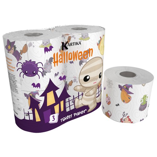 KARTIKA Papel higiénico de halloween 3 capas 4 rollos