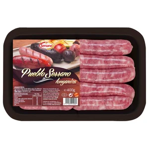 Bandeja de longanizas frescas blancas de pueblo, elaboradas sin gluten SERRANO 400 g.