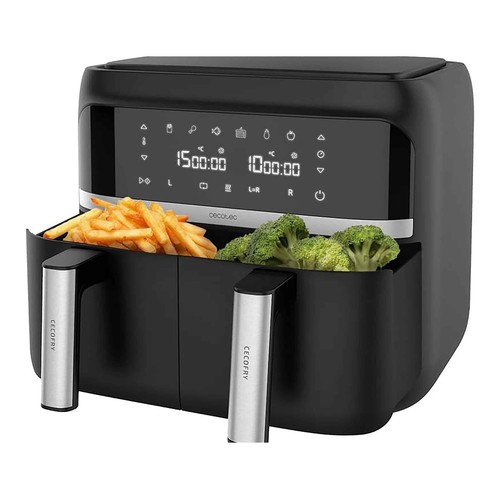 Freidora de aire con 2 cestillos CECOTEC Cecofry Advance Double, 2850W, capacidad 9L, temperatura dual.