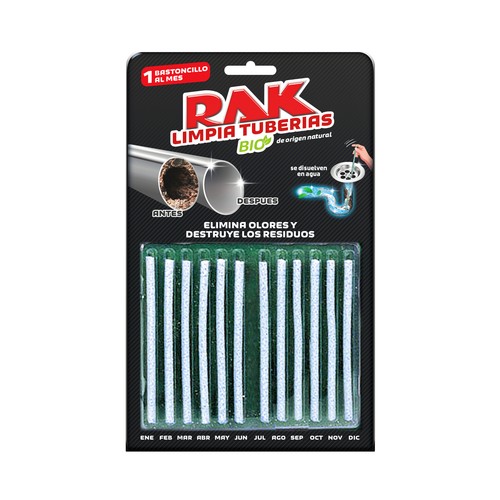 RAK Limpiatuberías en barritas 12 uds.
