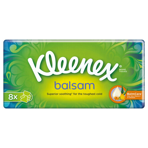 KLEENEX Pañuelos de celulosa balsámicos KLEENEX 8 paquetes 80 uds