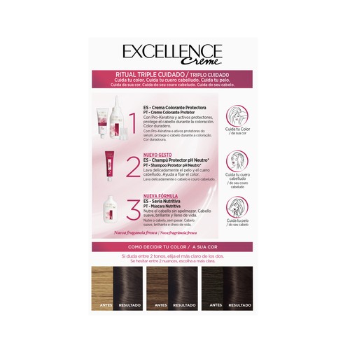 L´ORÉAL PARIS Excellence creme Tinte de pelo permanente tono 3 Castaño oscuro.