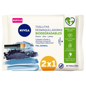 NIVEA Toallitas desmaquilladoras biodegradables, para piel normal a mixta NIVEA 40 uds