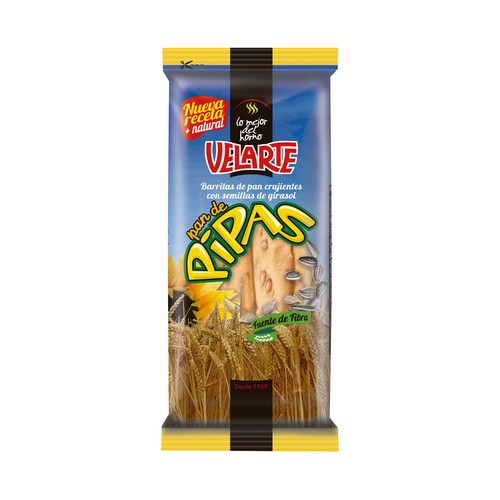 Barritas de pan crujiente con semillas de girasol VELARTE 120 g.