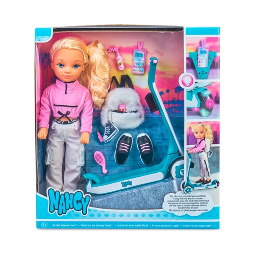 Un día con mi patinete eléctrico con muñeca NANCY, patinete y accesorios.