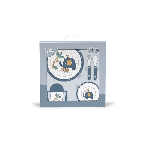 Set vajilla para bebé de 5 piezas jungla azul, INTERBABY.