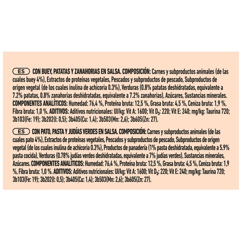 PURINA One mini Alimentación para perros(menos de 10 kg)húmeda con sabor a buey en salsa 4x85 g.