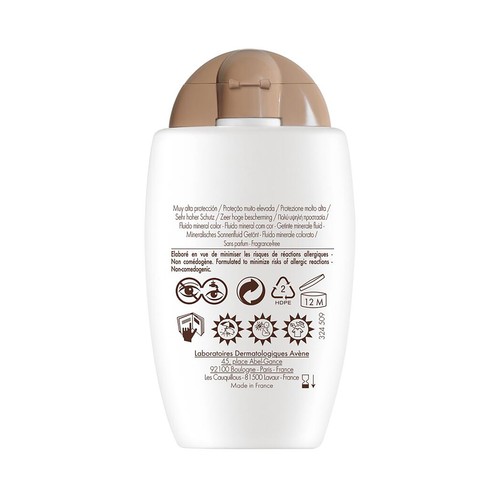 THERMALE AVÉNE Fluido mineral con color y FPS 50+ (muy alto), para pieles sensibles 40 ml.