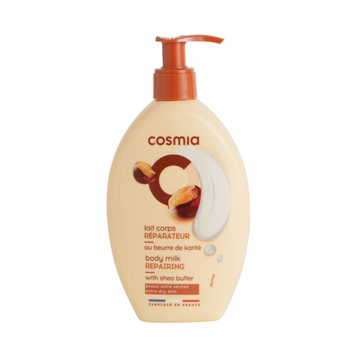 COSMIA Body milk hidratante y reparador, con manteca de karite, para pieles extra secas COSMIA 250 ml.