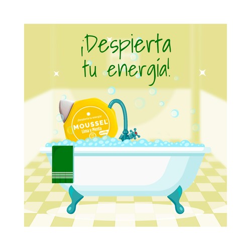 MOUSSEL Gel revitalizante para baño o ducha con aroma a lima y menta MOUSSEL 650 ml