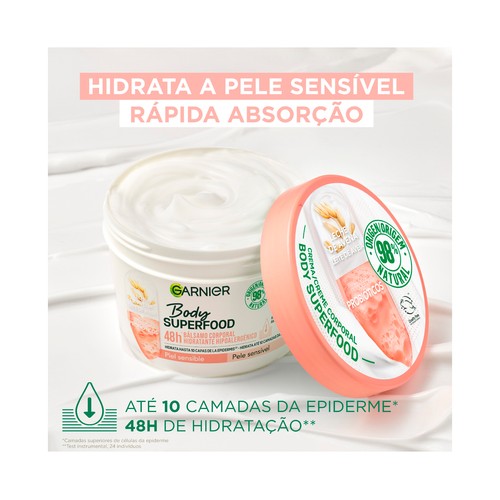 GARNIER Superfood Loción corporal hidratante con leche de avena, para pieles sensibles 400 ml.