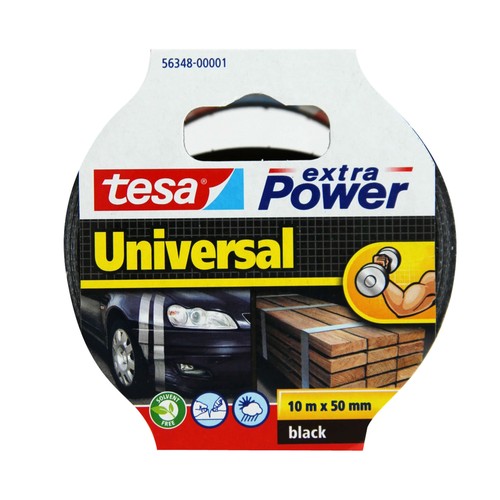 Cinta americana negra, 10m x 50mm, TESA Extra Power.