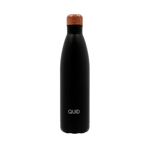 Botella termo 0,35 litros de acero con doble pared, color negro, QUID.