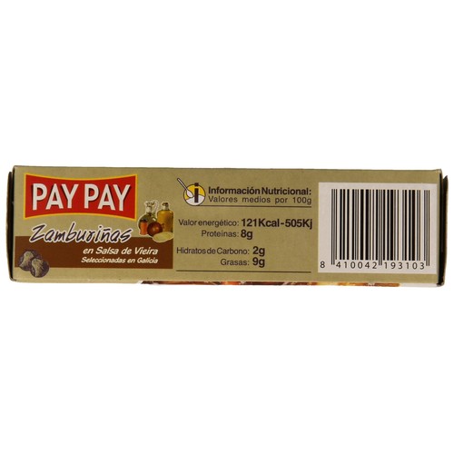PAY PAY Zamburiñas en salsa de vieira lata de 60 g.