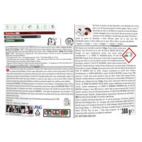FAIRY Lavavajillas de máquina platinum plus limón 25 cápsulas 60% gr + 338gr 