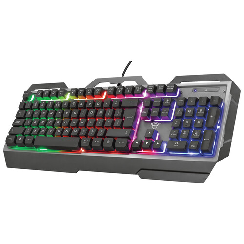 Teclado gaming TRUST GXT 856 Torac, placa superior metálica, iluminación multicolor, teclas multimedia, modo juego.