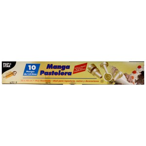 Pack de 10 mangas pasteleras desechables de 23x46 centímetros (1,8 litros) más 3 boquillas PAP STAR.