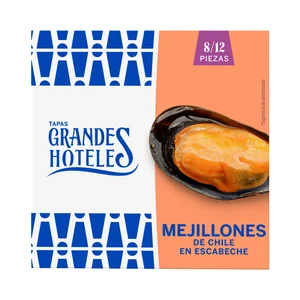 GRANDES HOTELES Mejillones de Chile (8/12) en escabeche lata 69 g.