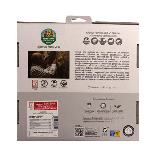 ALCAMPO PRODUCCIÓN CONTROLADA Estuche con sobres de jamón de bellota ibérico (50% raza ibérica), cortado en tapas ALCAMPO PRODUCCIÓN CONTROLADA 4 x 100 g.