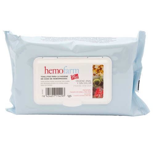 HEMOFARM PLUS Toallitas para la higiene anal en caso de hemorroides HEMOFARM PLUS 60 uds.