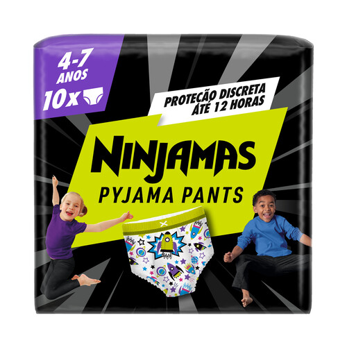DODOT Ninjamas Pañal branguita unisex para pijama para niños de 4-7 años o de 17 a 30 kg 10 uds.