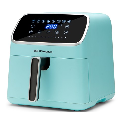 Freidora de aire 7,5L OBREGOZO FDA 7500, color azul, 1800W, con pantalla LED.