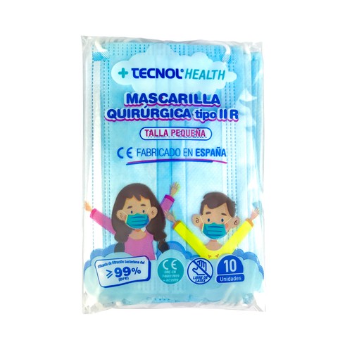 TECNOL Mascarillas quirúrgicas desechables infantiles (tipo IIR) TECNOL 10 uds.