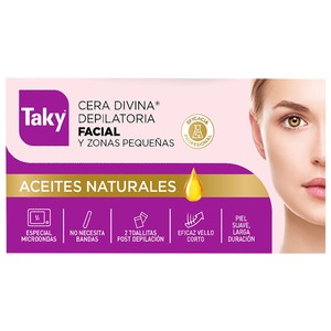 TAKY Cera caliente con aceites naturales, para depilación facial y de zonas pequeñas 100 ml.