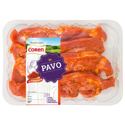Bandeja de chuletas de pavo adobadas al pimentón COREN