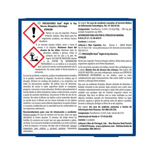 RAID Recambio de repelente de mosquitos eléctrico Night & Day Pack 2 uds.