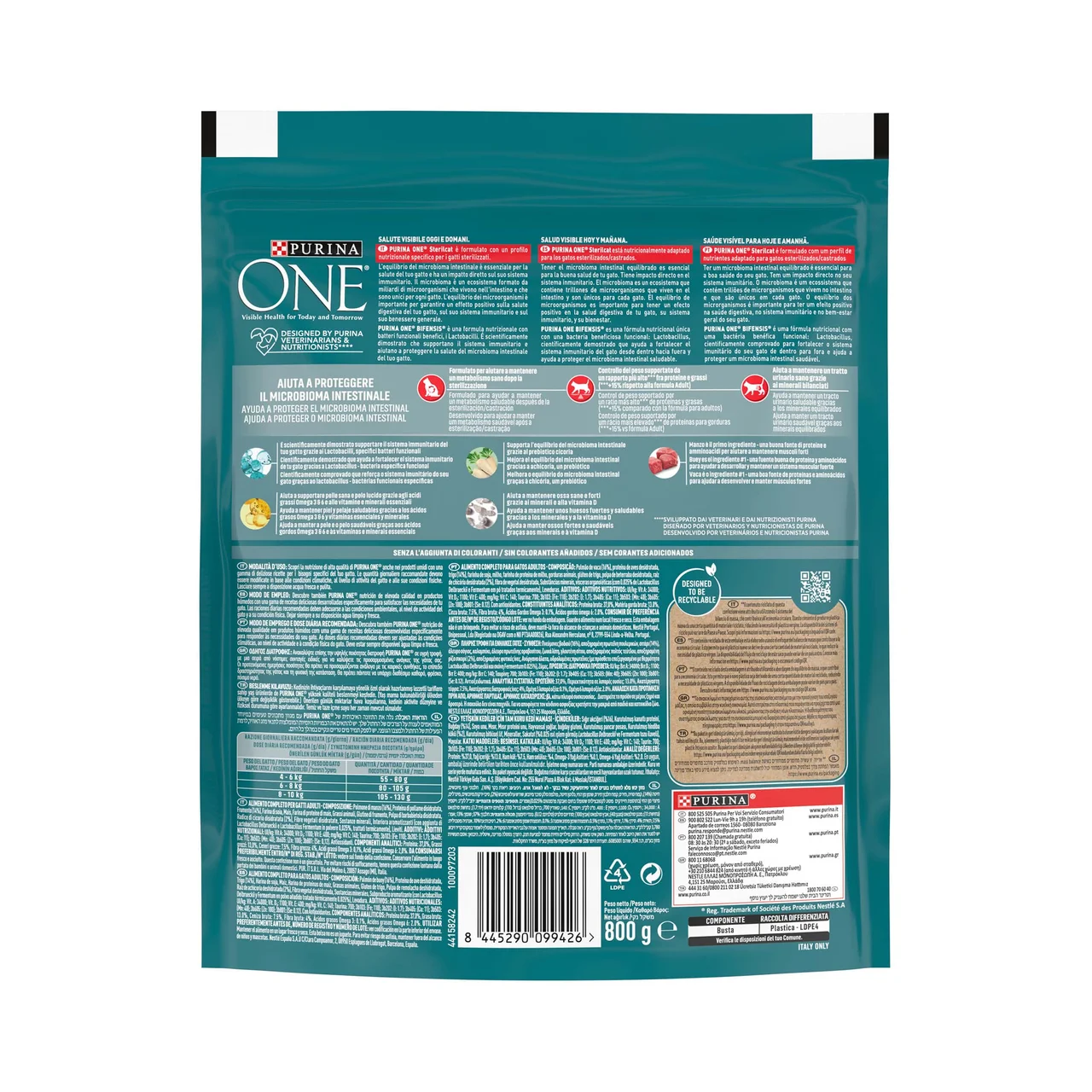 Pienso para gatos esterilizado a base de buey 800 g.