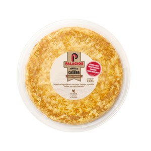 PALACIOS Receta Casera Tortilla de patata con cebolla hecha con huevos de gallinas sueltas en el gallinero 1300 g.