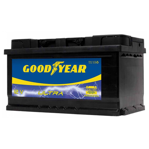 Batería de coche 90Ah, arranque 780A, 12V, L: 26cm, A: 17,3cm, H: 22,2cm, GOODYEAR.