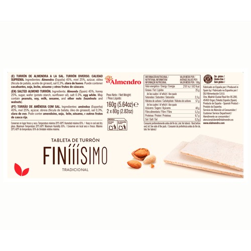 EL ALMENDRO Turrón finísimo duro 160 g.