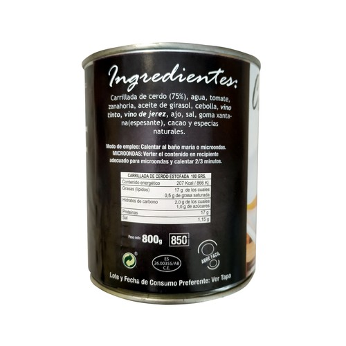 POLGRI Carrilleras de cerdo estofadas 800 g.