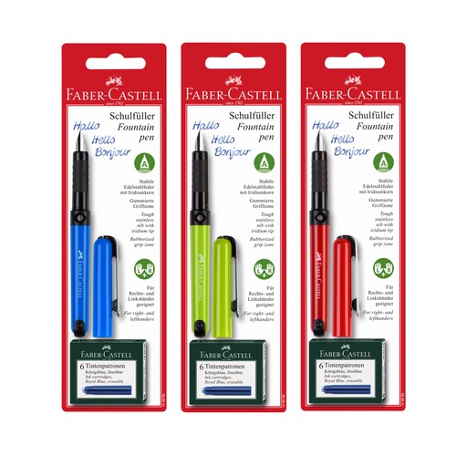Pluma escolar con punta de bola de tamaño pequeño, surtida en colores, para manos derechas y zurdas, FABER CASTELL.