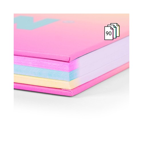 Cuaderno A4 tapa dura cuadriculado 5x5 mm 90 hojas 90 gr Sunset color lila. MILAN