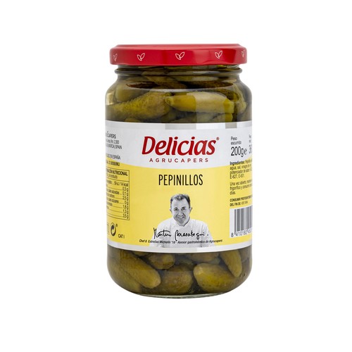 DELICIAS Pepinillos pequeños en vinagre extra frasco de 200 g.