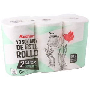 Imagen de PRODUCTO ALCAMPO Papel higiénico compacto de doble capa con certificado Ecolabel 6 rollos