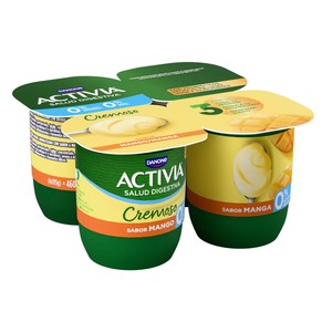 Imagen de ACTIVIA Bífidus cremoso, desnatado (0% materia grasa) y con sabor a mango Cremoso 0% de Danone 4 x 120 g.