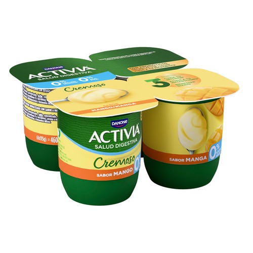 ACTIVIA Bífidus cremoso, desnatado (0% materia grasa) y con sabor a mango Cremoso 0% de Danone 4 x 120 g.
