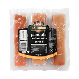 LA UNIÓN Panceta curada deshuesada, envasada al vacio y elaborada sin gluten 400 g.