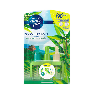 Imagen de AMBIPUR 3volution Recambio de ambientador eléctrico con 3 fragancias y esencia a tatami japonés.