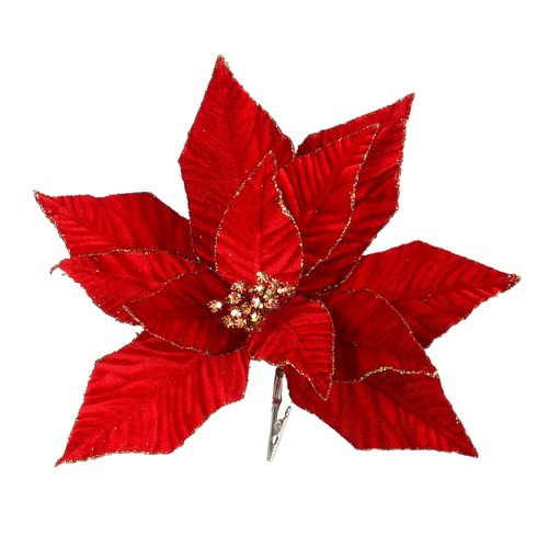 Flor de Pascua Poinsettia artificial 31cm decorativa ideal para decoración Navidad, EDELMAN