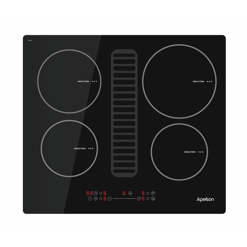 Placa inducción APELSON AAS 600, 4 zonas de cocción, zona gigante de 21cm,  control táctil, A: 59cm.
