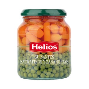 Imagen de HELIOS Guisantes extrafinos y zanahorias frasco de 230 g.