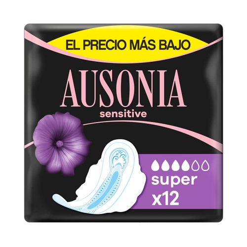 AUSONIA Compresas super con alas AUSONIA Sensitive 12 uds.